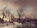 Zahlen in einem Schnee Landschaft Niederlande Barend Cornelis Koekkoek